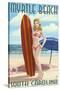 Myrtle Beach, South Carolina - Pinup Girl Surfing-Lantern Press-Stretched Canvas