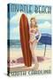Myrtle Beach, South Carolina - Pinup Girl Surfing-Lantern Press-Stretched Canvas