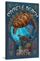 Myrtle Beach, South Carolina - Sea Turtle Art Nouveau-Lantern Press-Stretched Canvas