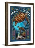 Myrtle Beach, South Carolina - Sea Turtle Art Nouveau-Lantern Press-Framed Art Print