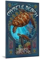 Myrtle Beach, South Carolina - Sea Turtle Art Nouveau-Lantern Press-Mounted Art Print