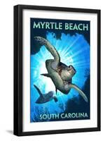 Myrtle Beach - South Carolina - Sea Turtle Diving-Lantern Press-Framed Art Print