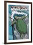 Myrtle Beach, South Carolina - Sea Turtles Woodblock Print-Lantern Press-Framed Art Print