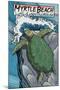 Myrtle Beach, South Carolina - Sea Turtles Woodblock Print-Lantern Press-Mounted Art Print