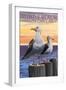 Myrtle Beach, South Carolina - Seagulls-Lantern Press-Framed Art Print