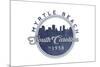 Myrtle Beach, South Carolina - Skyline Seal (Blue)-Lantern Press-Mounted Premium Giclee Print