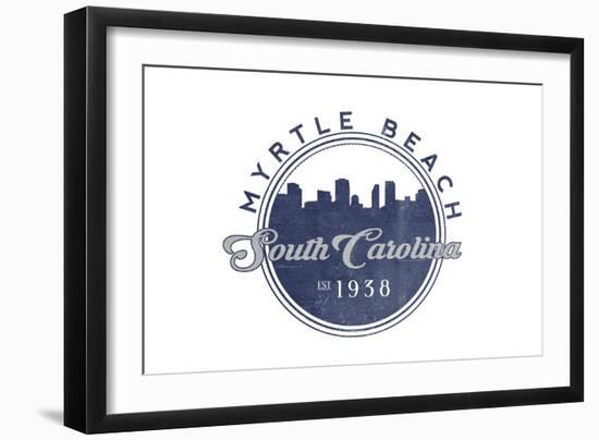 Myrtle Beach, South Carolina - Skyline Seal (Blue)-Lantern Press-Framed Art Print