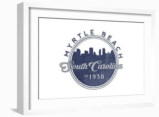 Myrtle Beach, South Carolina - Skyline Seal (Blue)-Lantern Press-Framed Art Print