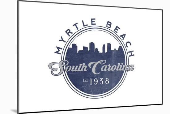 Myrtle Beach, South Carolina - Skyline Seal (Blue)-Lantern Press-Mounted Art Print