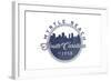 Myrtle Beach, South Carolina - Skyline Seal (Blue)-Lantern Press-Framed Art Print