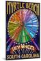 Myrtle Beach, South Carolina - Skywheel-Lantern Press-Mounted Art Print