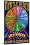 Myrtle Beach, South Carolina - Skywheel-Lantern Press-Mounted Art Print