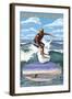 Myrtle Beach, South Carolina - Surfer with Inset-Lantern Press-Framed Art Print