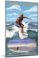 Myrtle Beach, South Carolina - Surfer with Inset-Lantern Press-Mounted Art Print