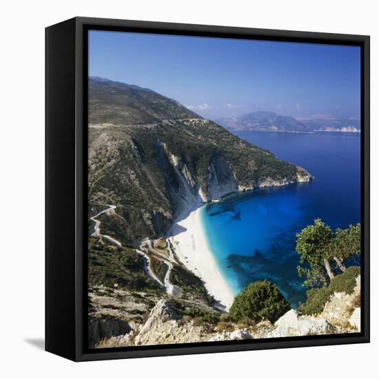 Myrtos Beach, North-West Coast, Kefalonia, Ionian Islands, Greek Islands, Greece-Stuart Black-Framed Stretched Canvas