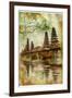 Mysterious Balinese Temples, Artwork In Painting Style-Maugli-l-Framed Art Print