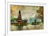 Mysterious Balinese Temples, Artwork In Painting Style-Maugli-l-Framed Art Print