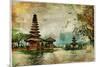 Mysterious Balinese Temples, Artwork In Painting Style-Maugli-l-Mounted Art Print