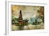 Mysterious Balinese Temples, Artwork In Painting Style-Maugli-l-Framed Art Print