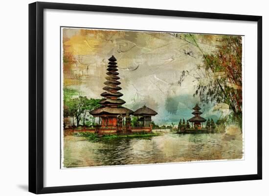 Mysterious Balinese Temples, Artwork In Painting Style-Maugli-l-Framed Art Print