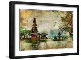 Mysterious Balinese Temples, Artwork In Painting Style-Maugli-l-Framed Art Print