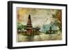 Mysterious Balinese Temples, Artwork In Painting Style-Maugli-l-Framed Premium Giclee Print