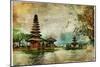 Mysterious Balinese Temples, Artwork In Painting Style-Maugli-l-Mounted Premium Giclee Print