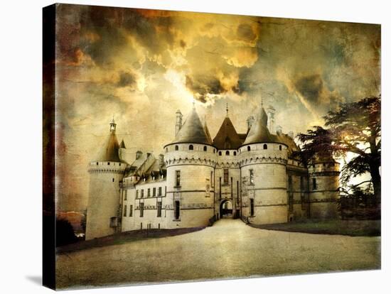 Mysterious Castle Chaumont on Sunset - Artistic Picture-Maugli-l-Stretched Canvas