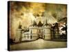 Mysterious Castle Chaumont on Sunset - Artistic Picture-Maugli-l-Stretched Canvas