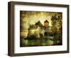 Mysterious Castle On The Lake - Artwork In Painting Style-Maugli-l-Framed Art Print