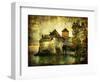 Mysterious Castle On The Lake - Artwork In Painting Style-Maugli-l-Framed Art Print