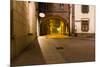 Mysterious Narrow Alley with Lanterns in Krakow at Night-dziewul-Mounted Photographic Print