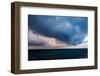 Mysterious Silhouette of Corfu Island over the Horizon with Navy Blue Sea Waves under the Dramatic-Artem Avetisyan-Framed Photographic Print