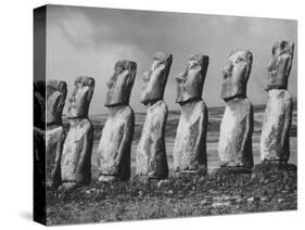 Mysterious Stone Statues on Easter Island-Carl Mydans-Stretched Canvas