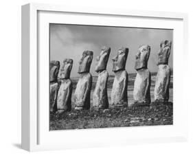 Mysterious Stone Statues on Easter Island-Carl Mydans-Framed Photographic Print