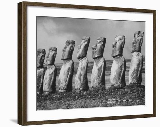 Mysterious Stone Statues on Easter Island-Carl Mydans-Framed Photographic Print