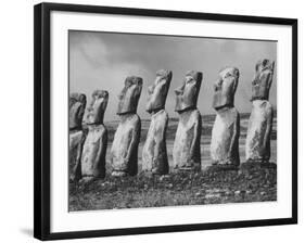 Mysterious Stone Statues on Easter Island-Carl Mydans-Framed Photographic Print