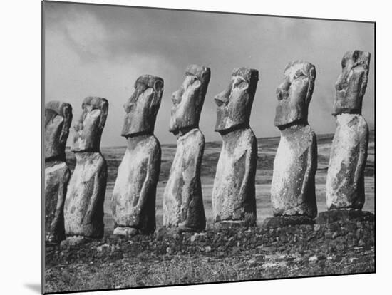 Mysterious Stone Statues on Easter Island-Carl Mydans-Mounted Photographic Print