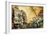 Mysterious Temples Of Ancient Civilisation - Artwork In Painting Style (From My Cambodian Series)-Maugli-l-Framed Premium Giclee Print