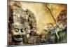 Mysterious Temples Of Ancient Civilisation - Artwork In Painting Style (From My Cambodian Series)-Maugli-l-Mounted Premium Giclee Print