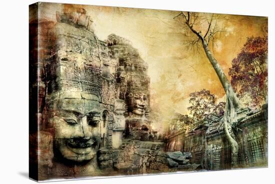 Mysterious Temples Of Ancient Civilisation - Artwork In Painting Style (From My Cambodian Series)-Maugli-l-Stretched Canvas