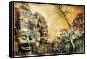 Mysterious Temples Of Ancient Civilisation - Artwork In Painting Style (From My Cambodian Series)-Maugli-l-Framed Stretched Canvas