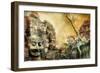 Mysterious Temples Of Ancient Civilisation - Artwork In Painting Style (From My Cambodian Series)-Maugli-l-Framed Art Print