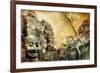 Mysterious Temples Of Ancient Civilisation - Artwork In Painting Style (From My Cambodian Series)-Maugli-l-Framed Art Print