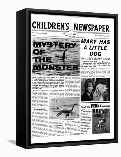 Mystery of the Monster, Front Page of 'The Children's Newspaper', March 1963-English School-Framed Stretched Canvas