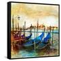 Mystery Of Venice - Artwork In Painting Style-Maugli-l-Framed Stretched Canvas