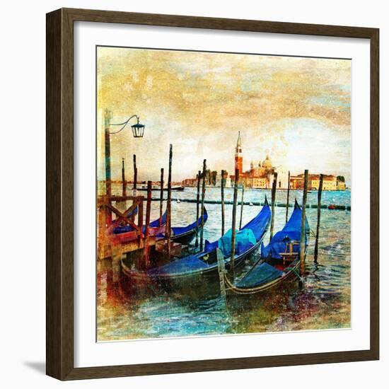 Mystery Of Venice - Artwork In Painting Style-Maugli-l-Framed Premium Giclee Print