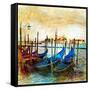 Mystery Of Venice - Artwork In Painting Style-Maugli-l-Framed Stretched Canvas