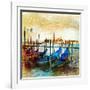 Mystery Of Venice - Artwork In Painting Style-Maugli-l-Framed Art Print