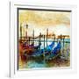 Mystery Of Venice - Artwork In Painting Style-Maugli-l-Framed Premium Giclee Print